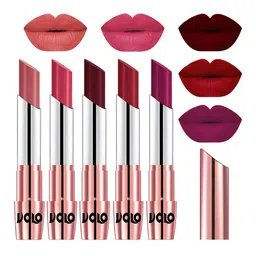 VOLO Set Of 5 Creme Matte Lipsticks - Light Peach 32-Pink 41-Maroon 42-Red 43-Magenta 45-image-59