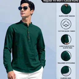 Fifth U Men Green Kurta image 5