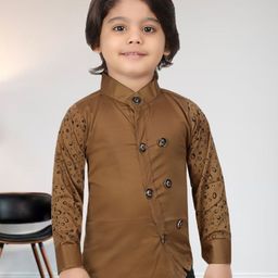 BAESD Boys Classic Fit Band Collar Solid Cotton Casual Shirt-37