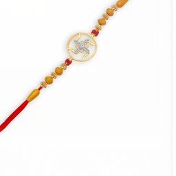 VIVASTRI Gold-Tone Swastik Thread Rakhi-17