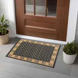 Kuber Industries 2-Pcs Grey & Maroon Cross Tee Rectangular Anti-Skid Doormats image 2