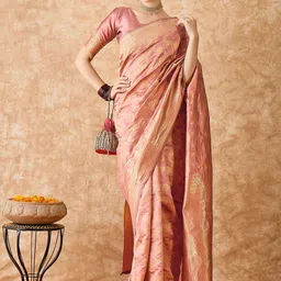 MANVAA Woven Design Zari Silk Blend Banarasi Saree-image-10