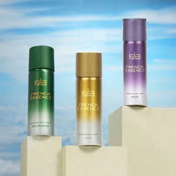 FRENCH ESSENCE Men Set Of 3 Deodorants Body Spray - 150ml Each - Jazz + Noir + Recharge-32
