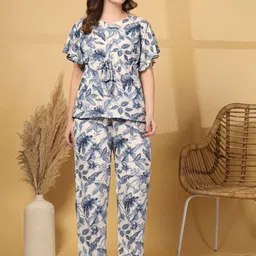 ETC Women Floral Printed Top Pyjamas Night suit-image-39