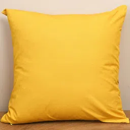 Crown of Poppies Golden Mustard Solid Square Cotton Cushion Cover-picture-11