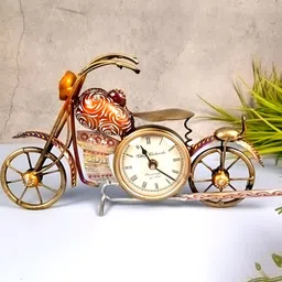 apka mart Yellow & White Textured Abstract Shaped Traditional Table Clock image 1