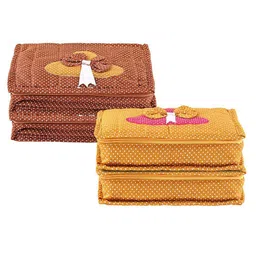 Kuber Industries Gold-Toned & Brown 4 Pieces Printed Wardrobe Jewellery Organisers-image-46