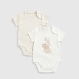 Mothercare Kids Pack of 2 Half Sleeve Cotton Bodysuit-image-34