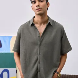 UNSTD Men Textured Short Sleeves Shirts-image-88