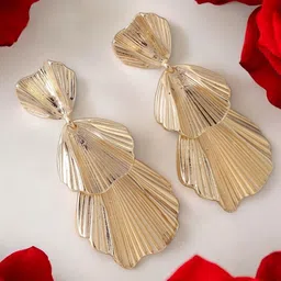 DressBerry Gold Plated Contemporary Shaped Drop Earrings-19