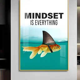 THE NEXT DECOR White & Blue Mindset Is Everything Glass Finish Vertical Wall Art-image-1