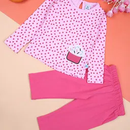 V-Mart Girls Printed Pure Cotton Top with Leggings-image-37