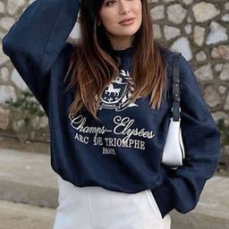 KPOP Women Typography Printed Round Neck Long Sleeve Pullover Sweatshirt-image-33