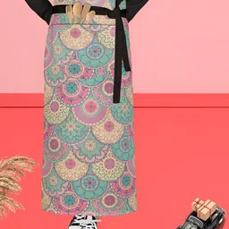ArtzFolio Green & Pink Printed Cotton Aprons-58