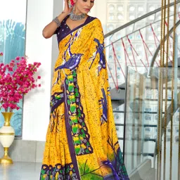 Panzora Ethnic Motifs Designer Block Print Saree-1