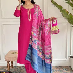 CaniBani Pink Silk Blend Kurta Sets-picture-50