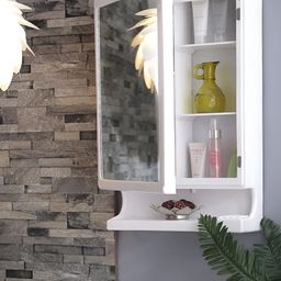 Parasnath White Modern New Look Bathroom Cabinet With Mirror & Hidden Toothbrush Holder-image-77