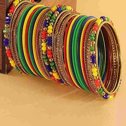 ZULKA Set Of 32 Zircon Gemstone Studded Chuda Bangles image 4