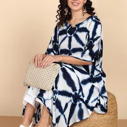 Maaesa Women Hand Tie Dyed Crepe Rayon Kaftan Kurta-36