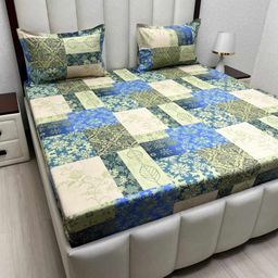 Pure Decor velar Fur Sib Green Printed Cotton 250 TC King Bedsheet Set 2.74 m X 2.74 m-image-66