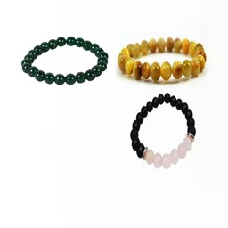 Divine souvenirs Unisex Set Of 3 Artificial Beaded Elasticated Bracelets-54