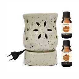 PEEPALCOMM 3Pcs White Electric Damru Shaed Diffuser With Sandalwood Oils - 10 ml Each-12