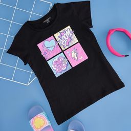 Pantaloons Junior Girls Printed V-Neck Applique T-shirt-16