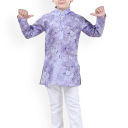 BAESD Boys Floral Printed Mandarin Collar Straight Kurta With Pyjamas-picture-41