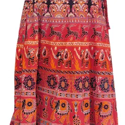Exotic India Printed Pure Cotton A-line Maxi Skirt-image-64