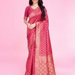 RICH & ROMAN Woven Design Zari Pure Silk Banarasi Saree-picture-40