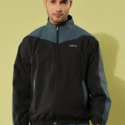 Dollar Men Mock Collar Colourblocked Casual Bomber Jacket-picture-49