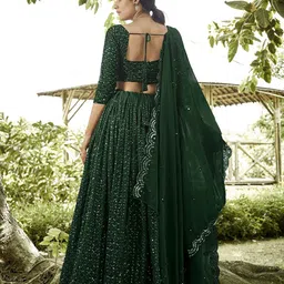KALINI Embellished Sequinned Semi-Stitched Lehenga & Unstitched Blouse With Dupatta image 3