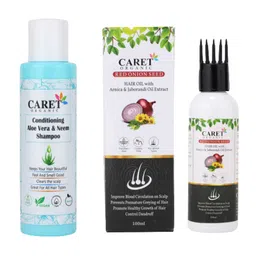 CARET ORGANIC Aloevera & Neem Shampoo & Red Onion Seed Hair Oil Combo-100g Each-49