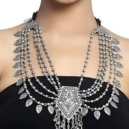 Samridhi DC Multi Layered Oxidised Necklace-image-9