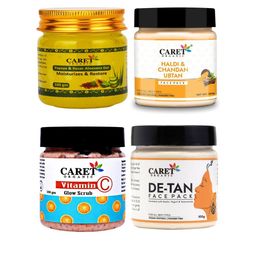 CARET ORGANIC Set Of 4 Aloevera Gel- 100 g- Ubtan- 100 g- Scrub- 100 g & Face Pack- 100 g-6