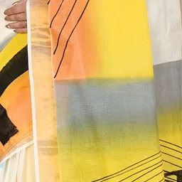 DipDiya Abstract Printed Pure Cotton Taant Saree image 2