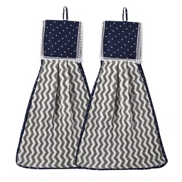 Kuber Industries Grey 2 Pcs Printed Microfiber Wash Basin Napkin Towel With Hanging Loops-86