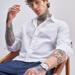 HIGHLANDER Spread Collar Slim Fit Shirt-image-97