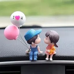 CAR DASHBOARD CUTE COUPLE PAIR ( BLUE) Decorative Showpiece - 5 cm-28