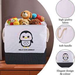 Kuber Industries Black & Grey Printed Storage Basket With Handle image 3