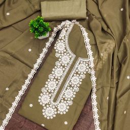 LeeliPeeri Designer Embroidered Thread Work Georgette Unstitched Dress Material-picture-41