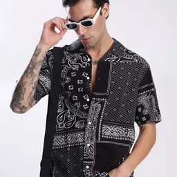 The Roadster Lifestyle Co Abstract Printed Resort Collar Shirt-image-21