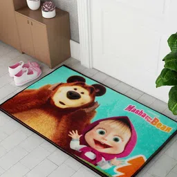 Athom Living Green & Brown Masha &The Bear Printed Anti-Skid Doormats-image-32