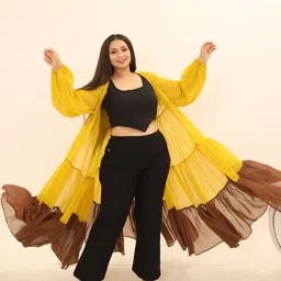 Swadeshi Shringaar Colourblocked Longline Open Front Shrug-image-90