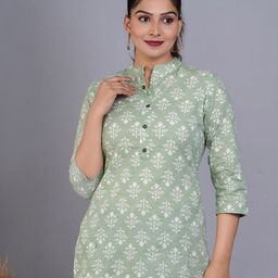 TANISHA Print Mandarin Collar Longline Top-image-70