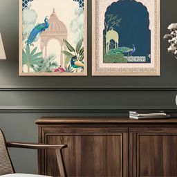 Kotart Blue & Green 2 Piece Wood Birds and Animals Wall Paintings-picture-18