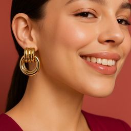 ISHTAARA Women Stainless Steel Gold Plated Earrings-image-14