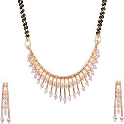 Pratik Creation Rose Gold-Plated Artificial Stones Studded & Beaded Mangalsutra-image-83