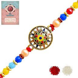 MEIRA JEWELLERY Set Of 1 Rakhi With Roli Chawal & Greetings Card Set-image-61
