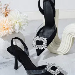 PURPLEHUNT Striped PU Slim Heeled Pumps with Bows-23